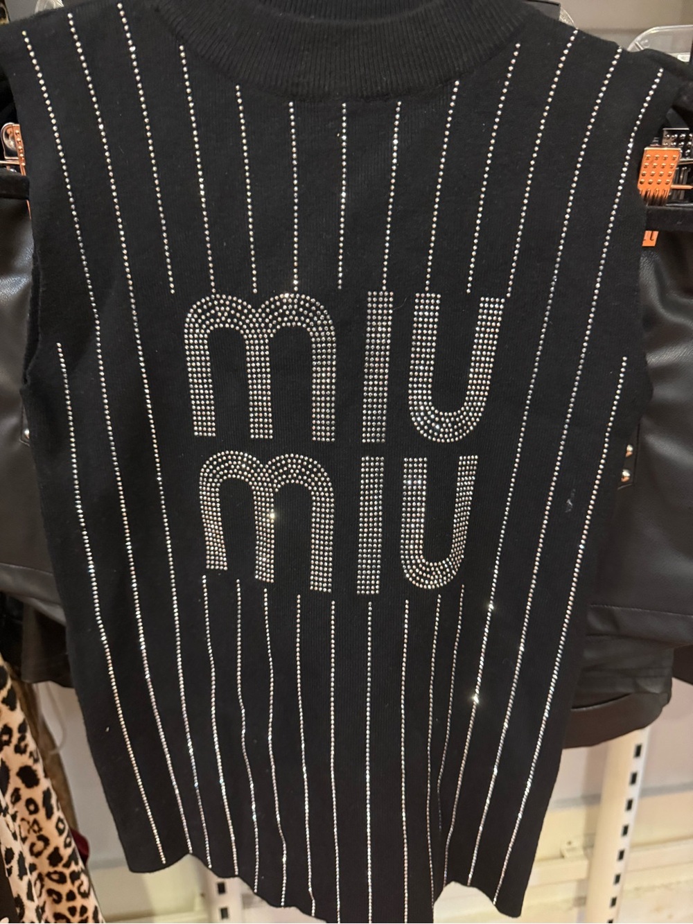 Black Crystal-Logo Ribbed Tank Top - Picture 2 of 3